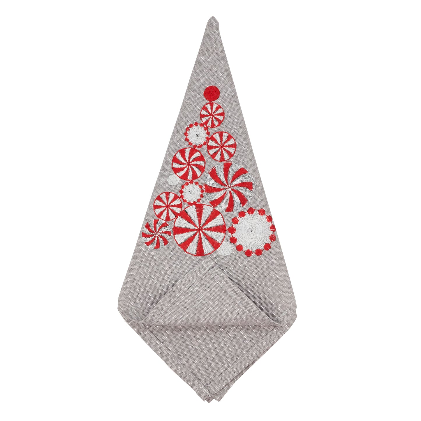 Silver Peppermint Christmas Tree Napkins 100% polyester, 20 Inch Square (4 pcs.)