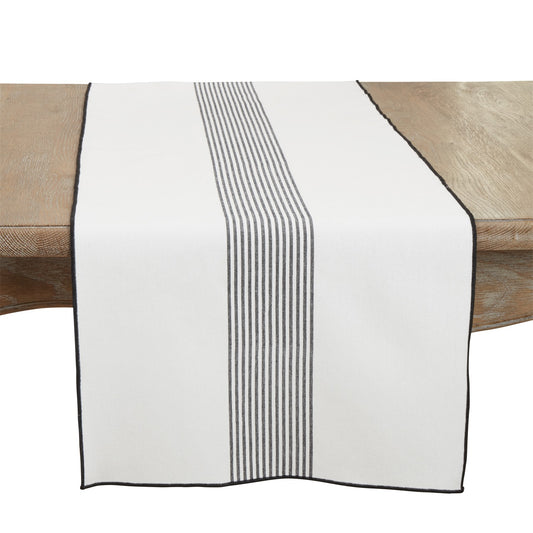Everyday / All Season Black/White Stripe Table Runner, 100% cotton