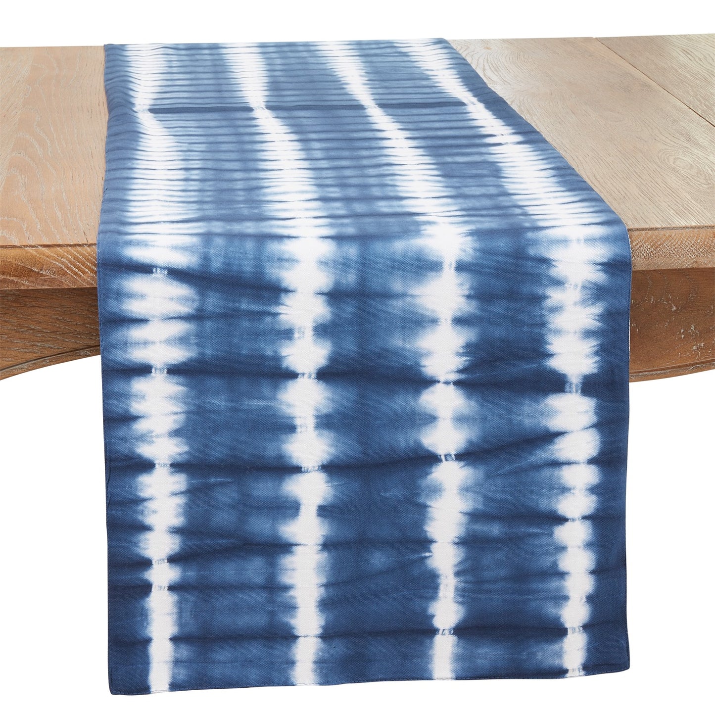 Everyday / All Season Indigo Blue Tie Dye Stripe Table Runner, 100% cotton