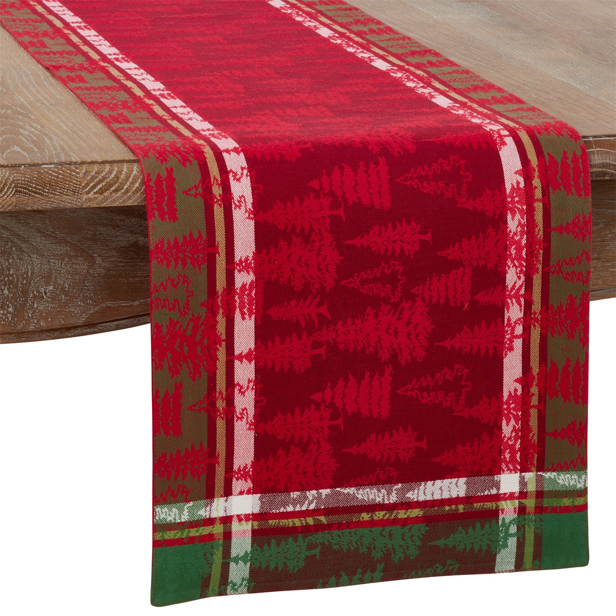 Christmas Multi Christmas Tree Plaid Table Runner, 100% cotton
