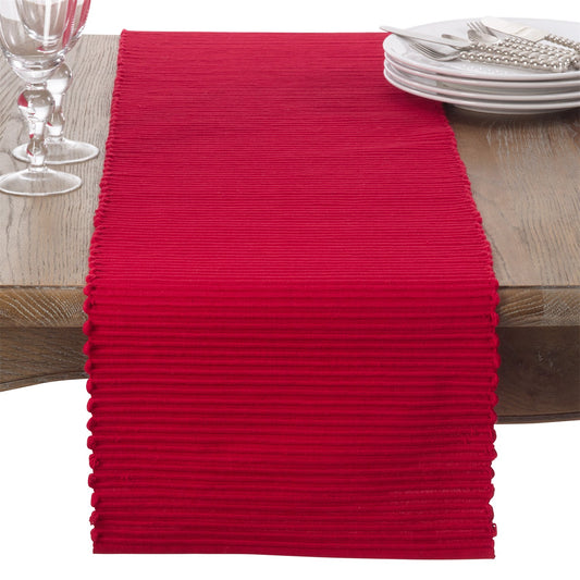 Everyday / All Season Red Ribbed Table Runner, 100% cotton