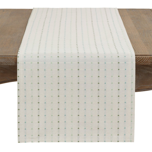 Everyday / All Season White Stitched Line Table Runner, front: 56%cotton - 44%polyester, back: 100% polyester
