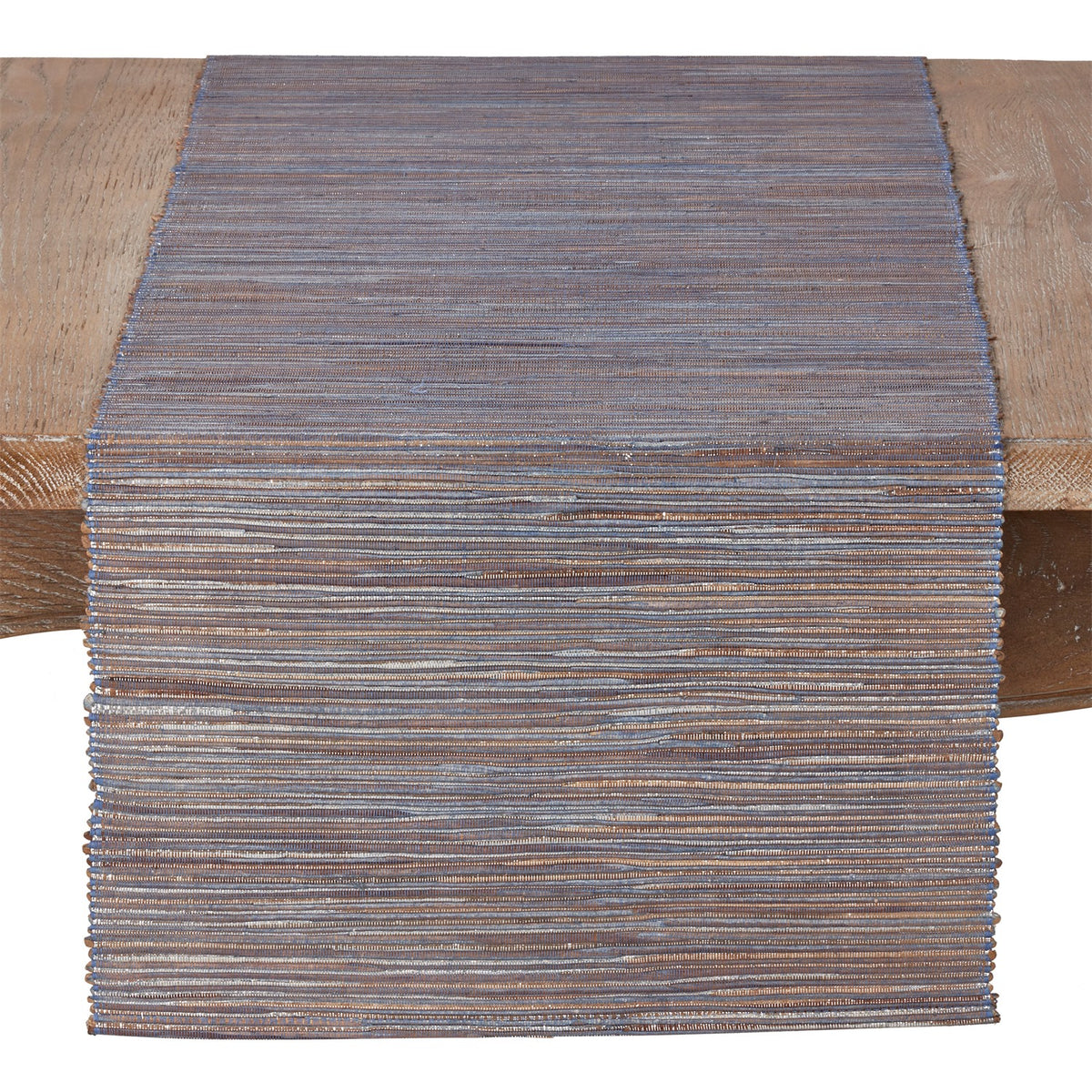 Everyday / All Season Blue-Grey Shimmering Woven Nubby Table Runner, 100% water hyacinth