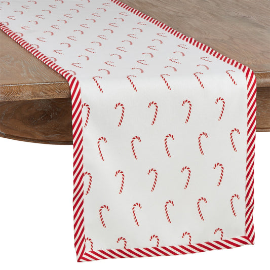 Christmas Red Candy Cane Table Runner, 100% Polyester