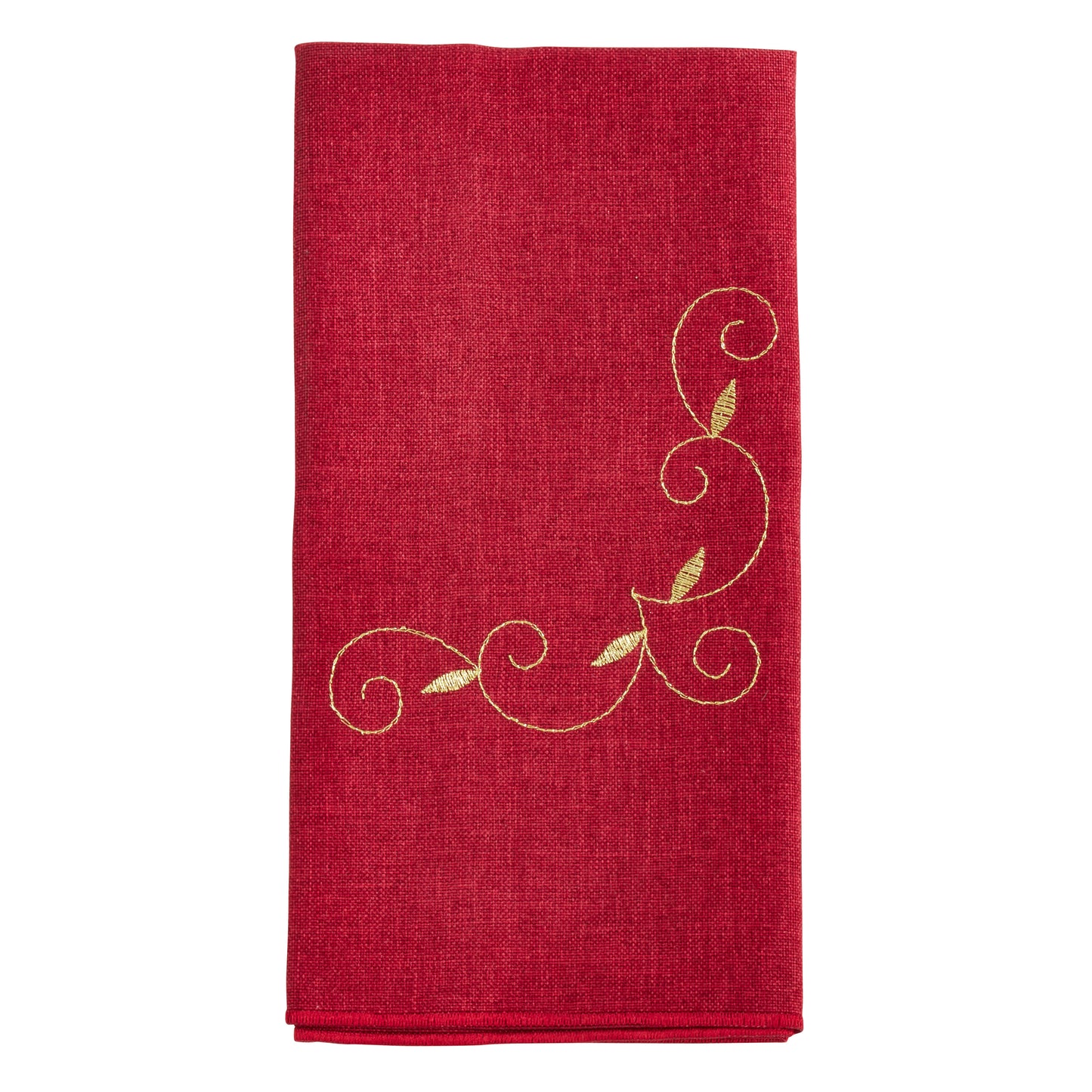 Burgundy Embroidered Holiday Napkins 100% polyester, 20 Inch Square (4 pcs.)