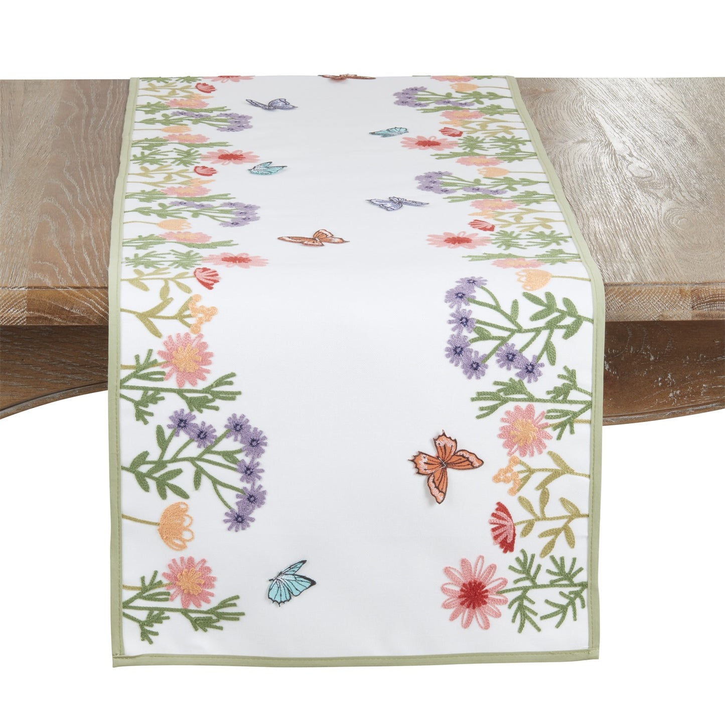 Everyday / All Season Multi Flowers and Butterflies Table Runner, 100% polyester