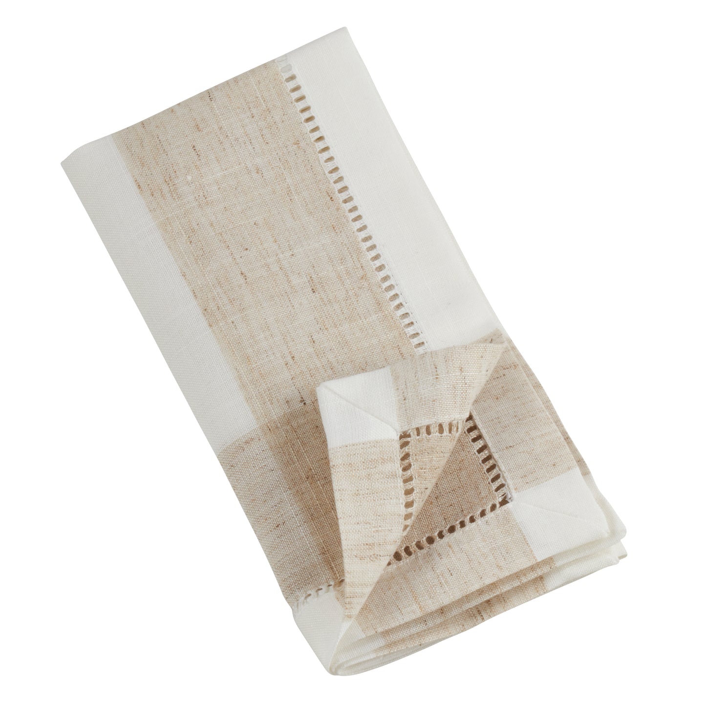 Ivory Embroidered Lemon Hemstitch Napkins 94% polyester - 6% linen, 20 Inch Square (4 pcs.)