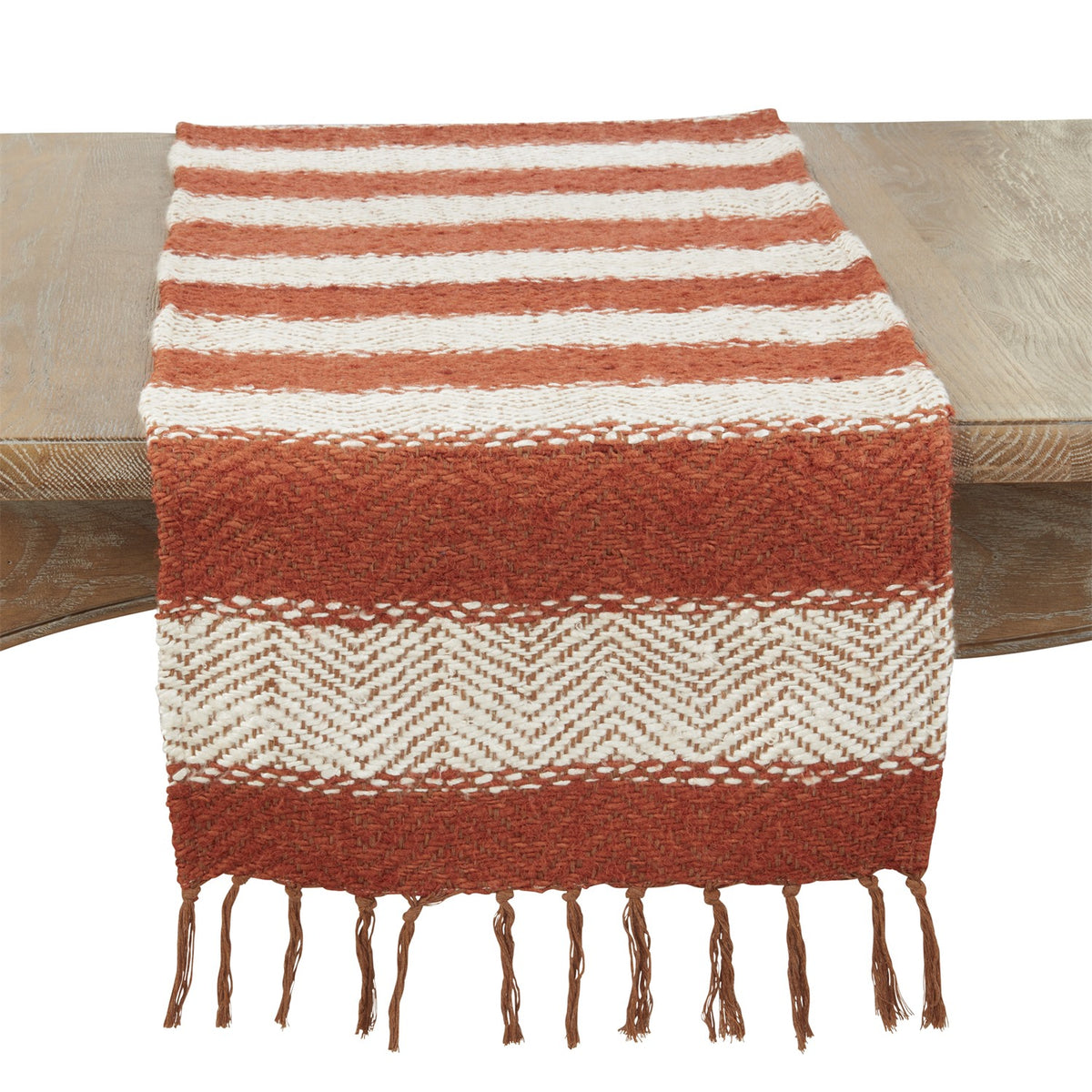 Everyday / All Season Orange Striped Table Runner, 70% art silk - 30% cotton