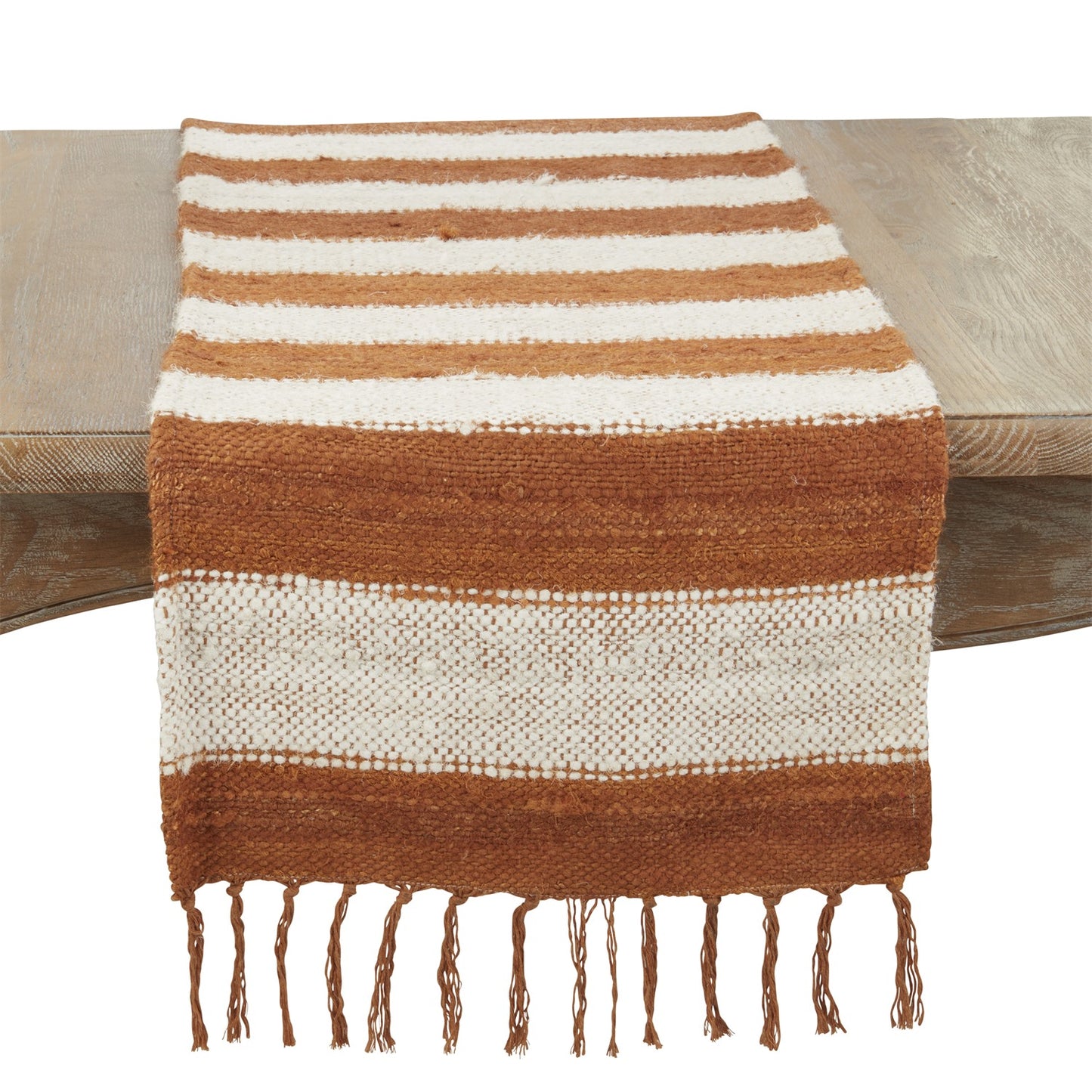 Everyday / All Season Rust Striped Table Runner, 70% art silk - 30% cotton