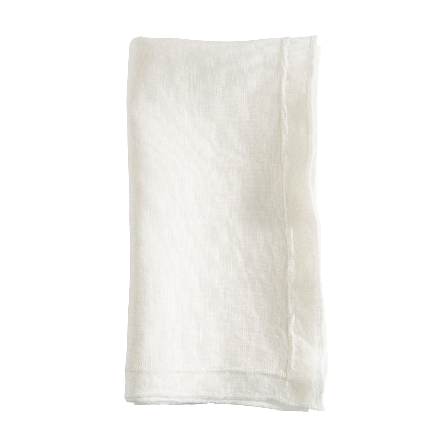 Ivory Stonewashed Overlock Border Napkins 100% linen, 20 Inch Square (4 pcs.)
