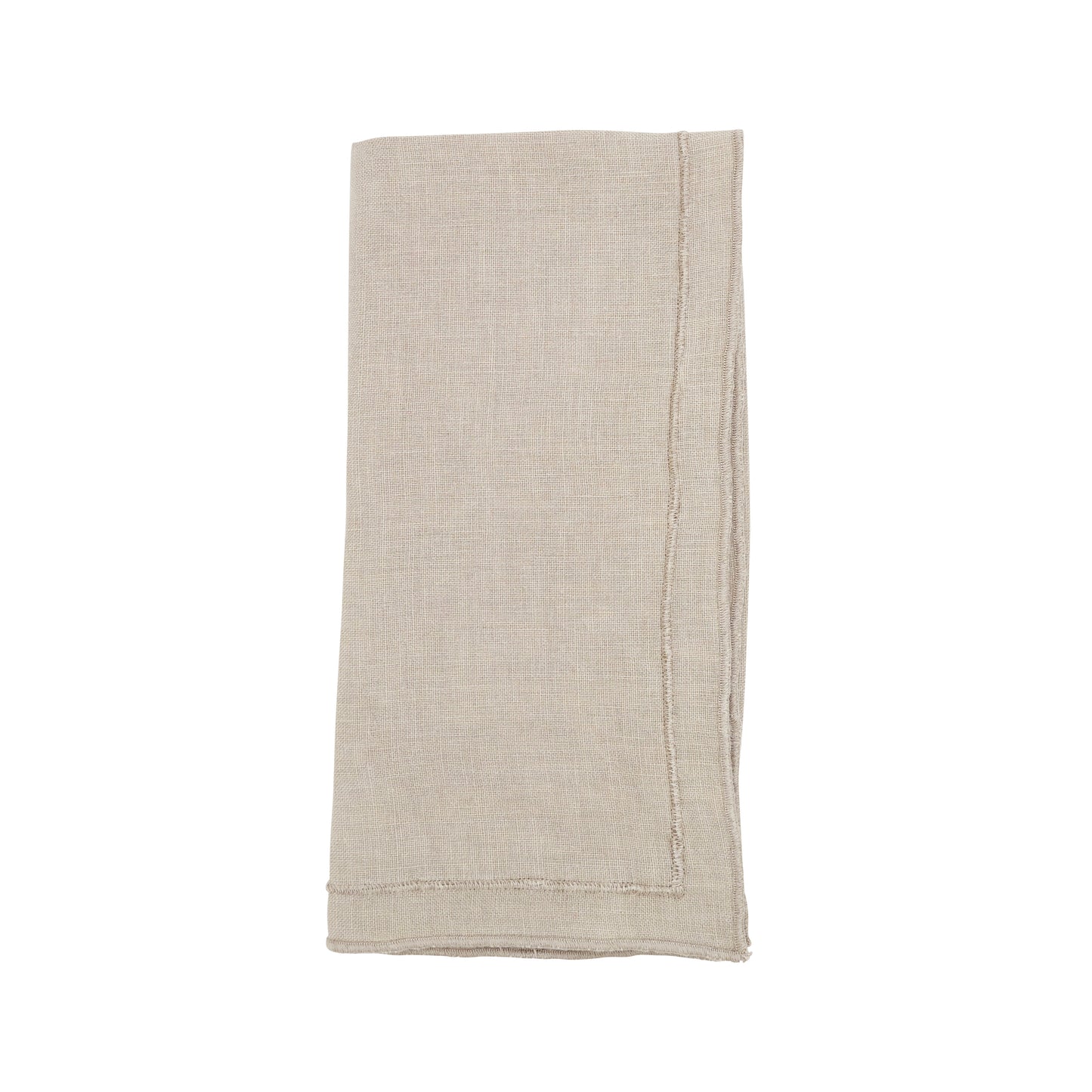 Natural Stonewashed Overlock Border Napkins 100% linen, 20 Inch Square (4 pcs.)