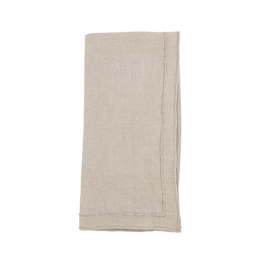 Natural Stonewashed Overlock Border Napkins 100% linen, 20 Inch Square (4 pcs.)
