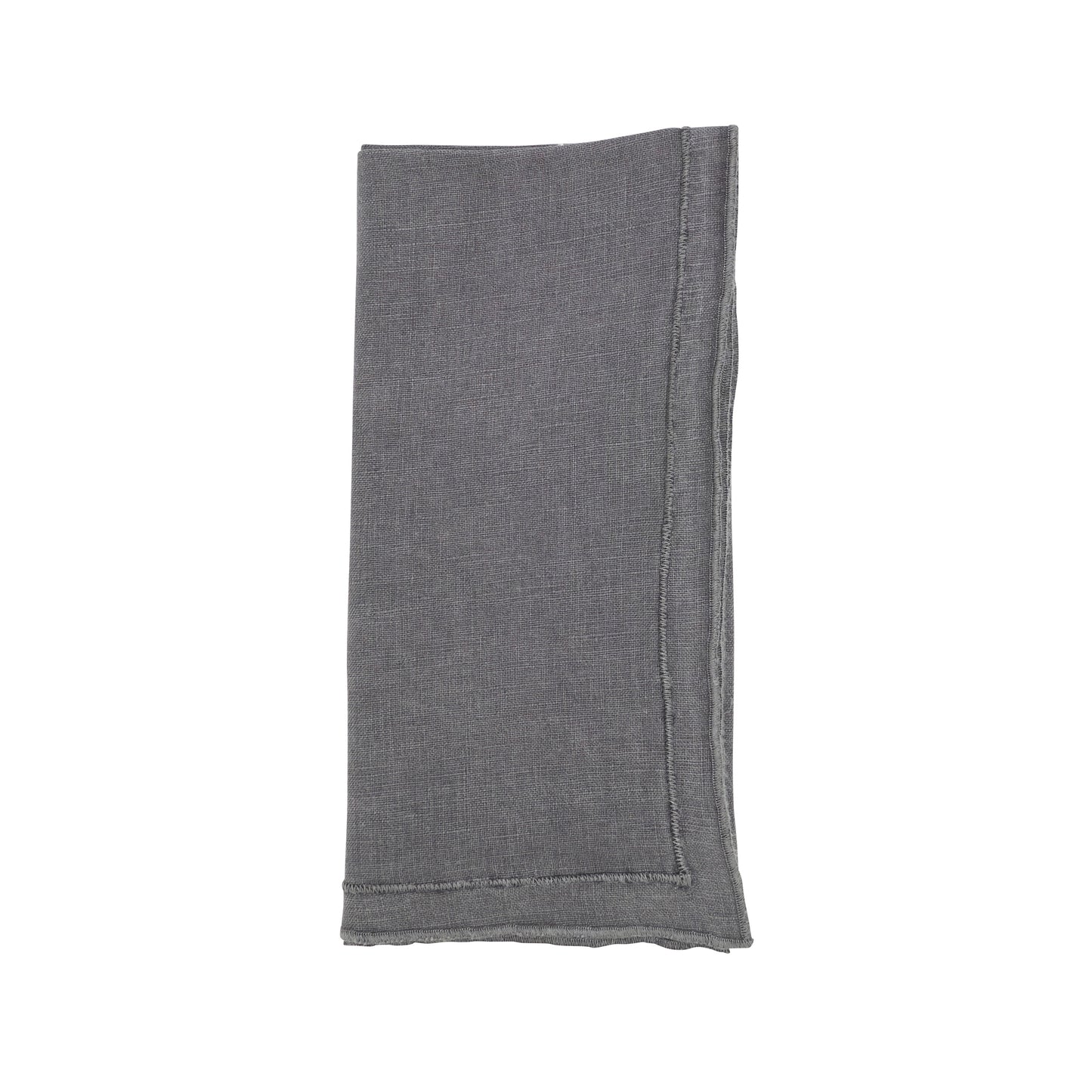 Slate Stonewashed Overlock Border Napkins 100% linen, 20 Inch Square (4 pcs.)