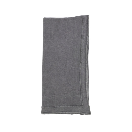 Slate Stonewashed Overlock Border Napkins 100% linen, 20 Inch Square (4 pcs.)