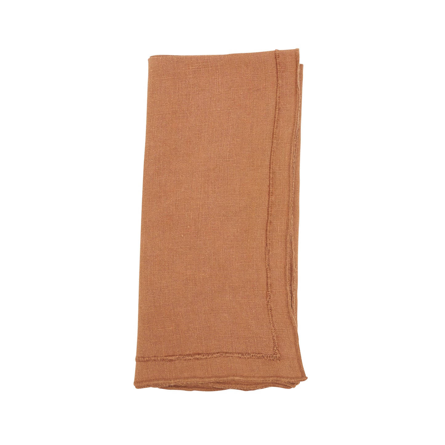 Terracotta Stonewashed Overlock Border Napkins 100% linen, 20 Inch Square (4 pcs.)