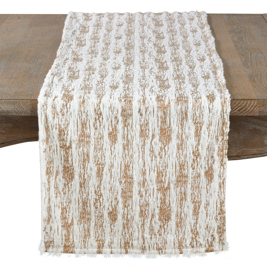 Everyday / All Season Gold Foil Print Faux Fur Table Runner, 100% Polyester