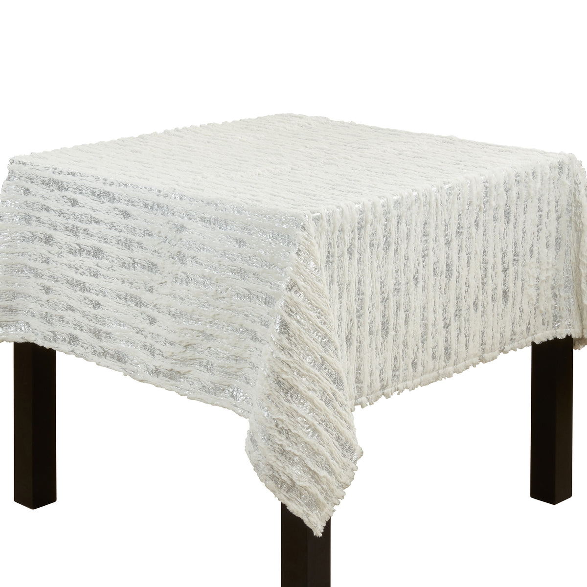 Silver  Foil Print Faux Fur Topper  100% polyester