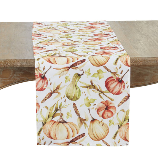 Thanksgiving / Fall Harvest Multi Pumpkin Table Runner, 100% Polyester
