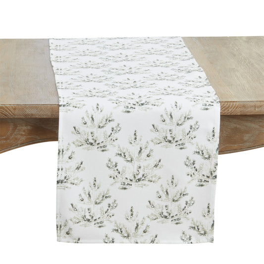 Christmas Green Pine Needle Table Runner, 100% Polyester