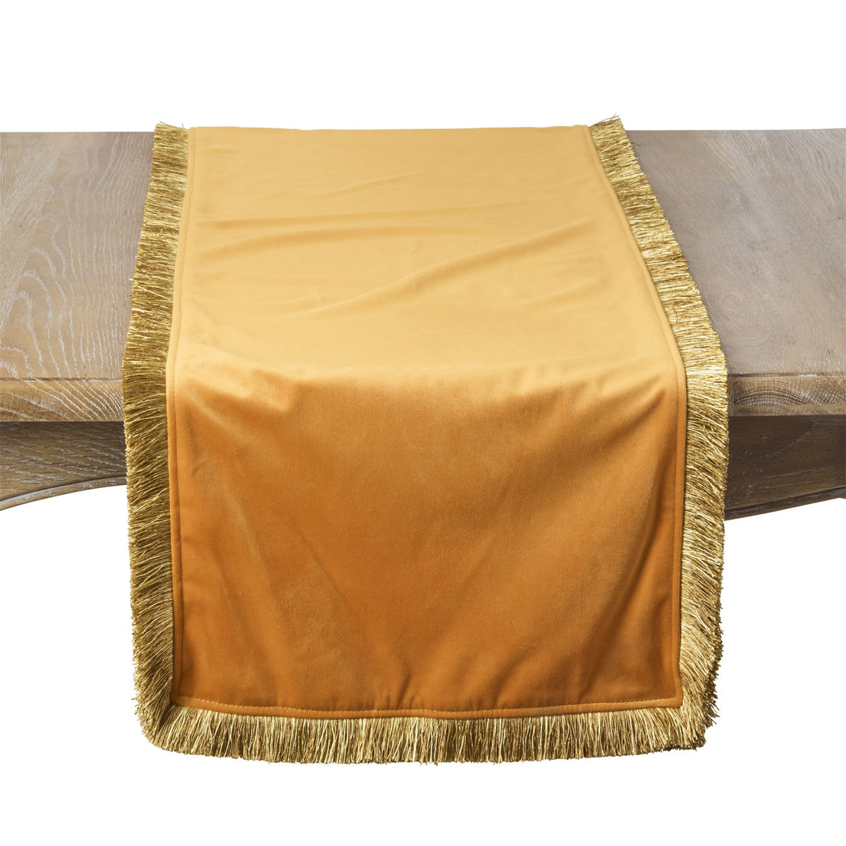Everyday / All Season Rust Velvet Fringe Table Runner, 100% polyester