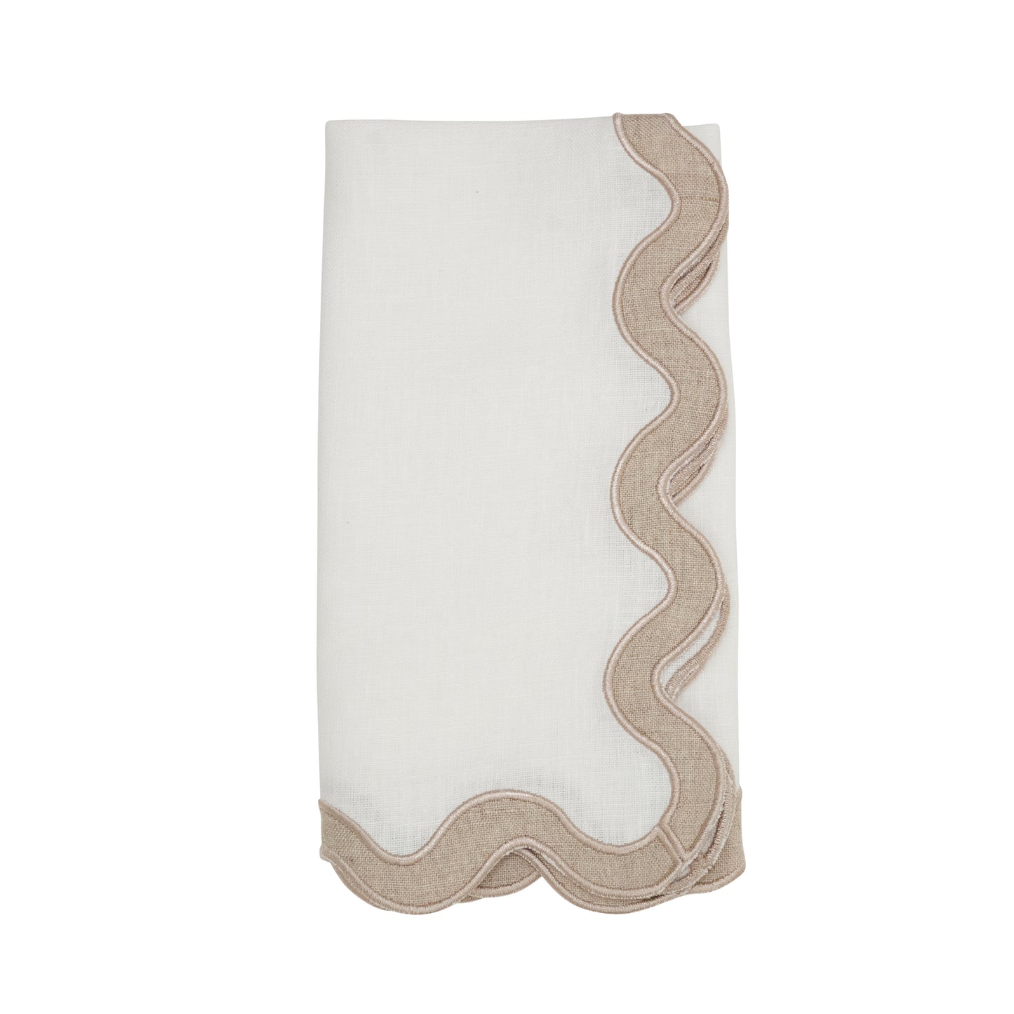 Natural Stone Washed Scallop Napkins 100% linen, 20 Inch Square (4 pcs.)