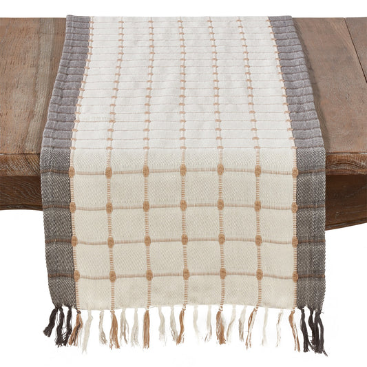 Everyday / All Season Multi Windowpane Table Runner, 100% cotton