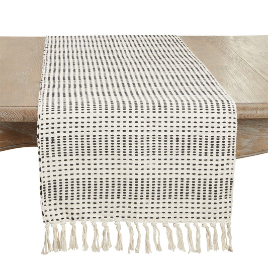 Everyday / All Season Natural Beige Striped Dash Table Runner, 100% cotton