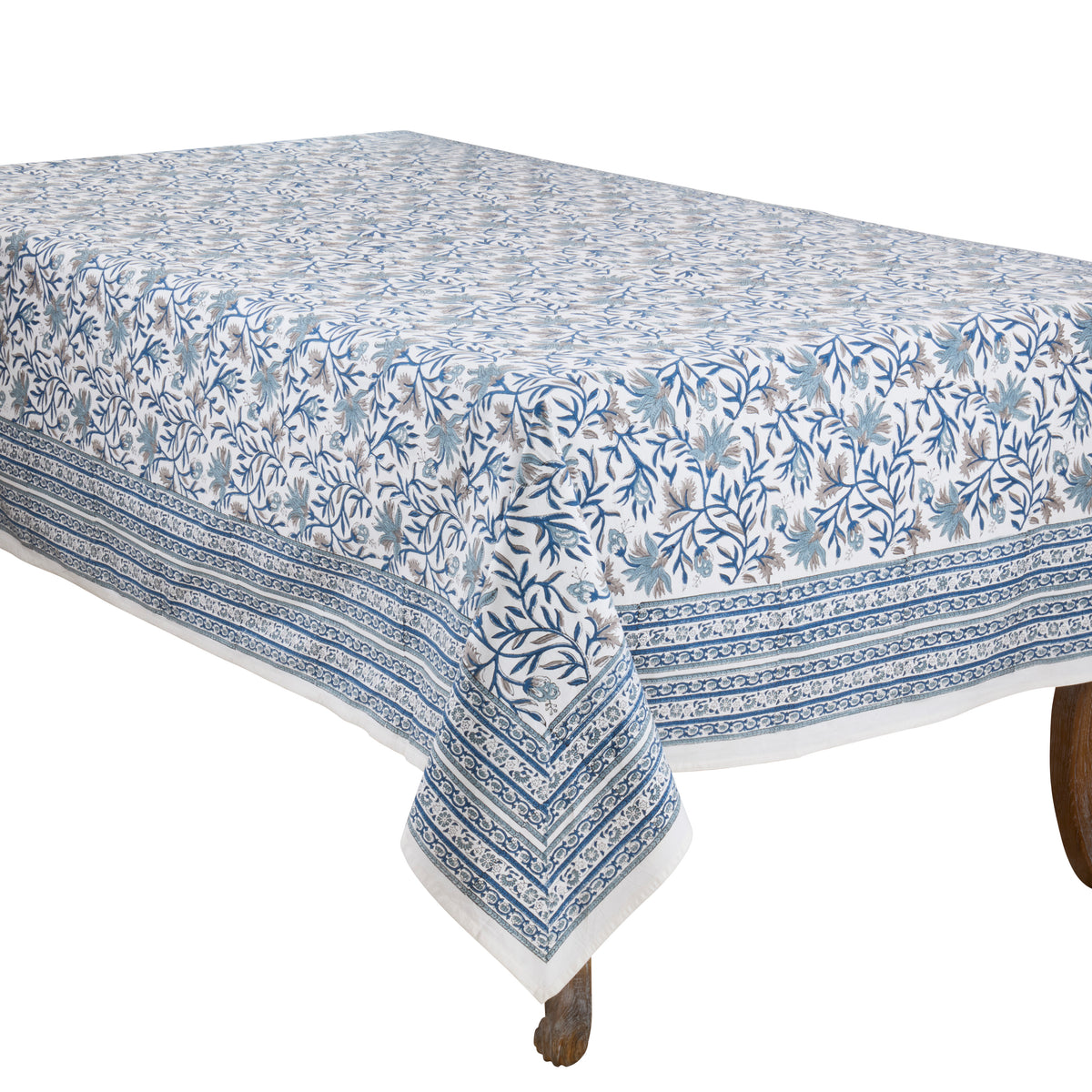 Blue  Hand Block Print Tablecloth  100% cotton