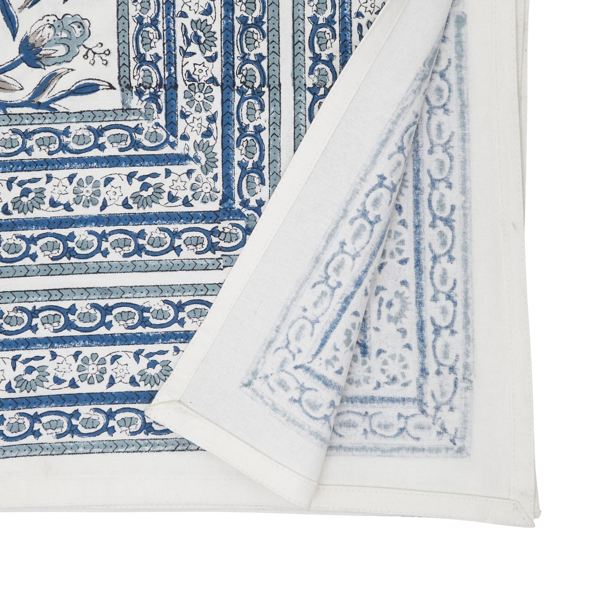 Blue  Hand Block Print Tablecloth  100% cotton