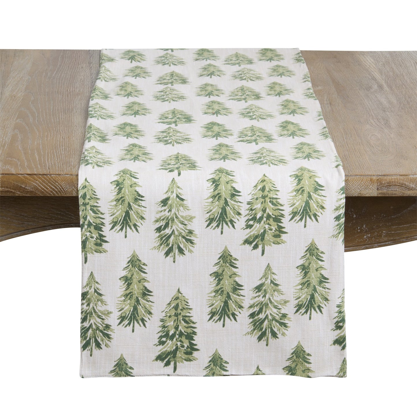 Christmas Natural Beige Pine Tree Table Runner, 100% cotton