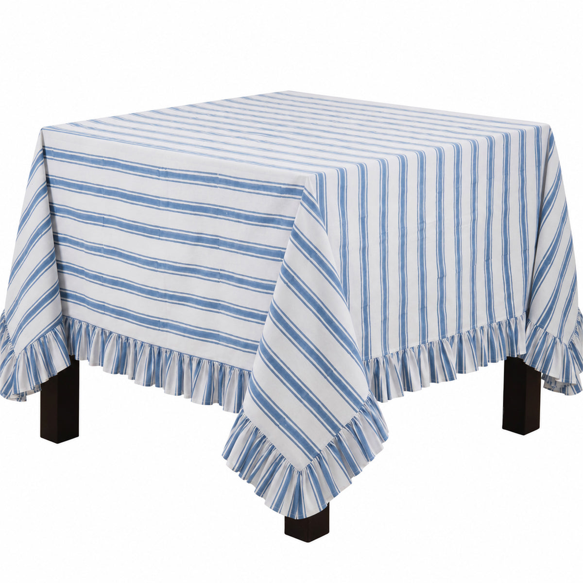 Blue  Hand Block Print Tablecloth  100% cotton