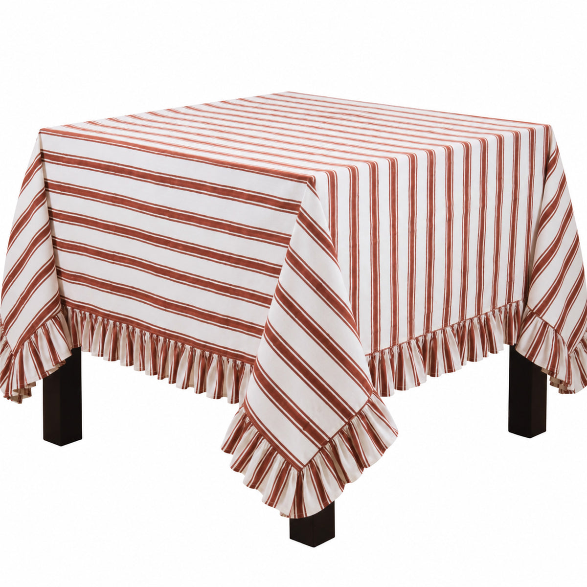 Rust Orange Hand Block Print Tablecloth  100% cotton