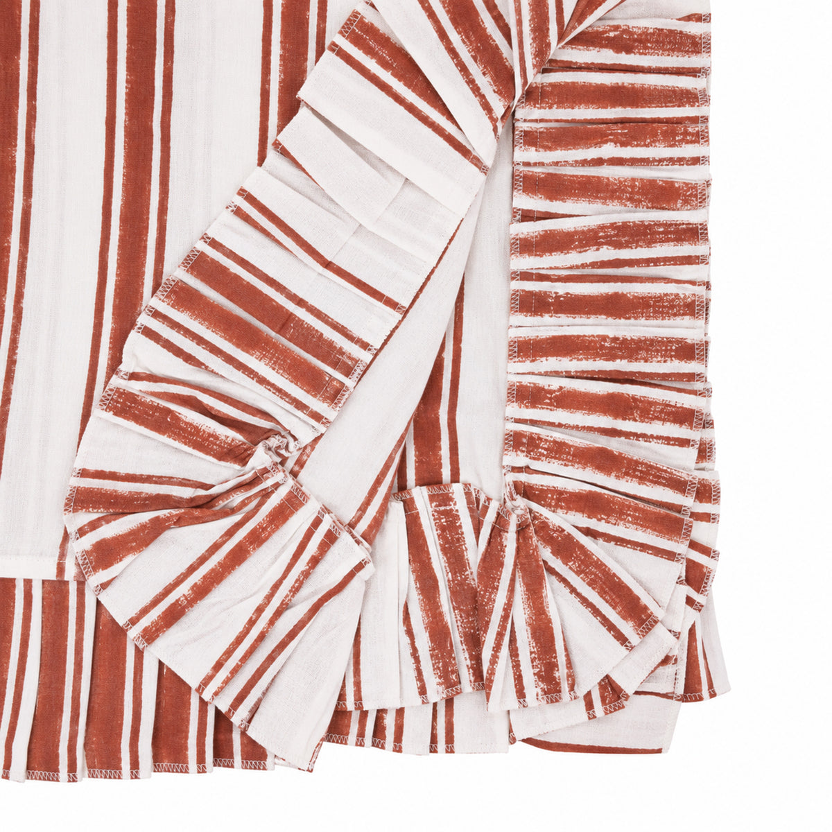Rust Orange Hand Block Print Tablecloth  100% cotton