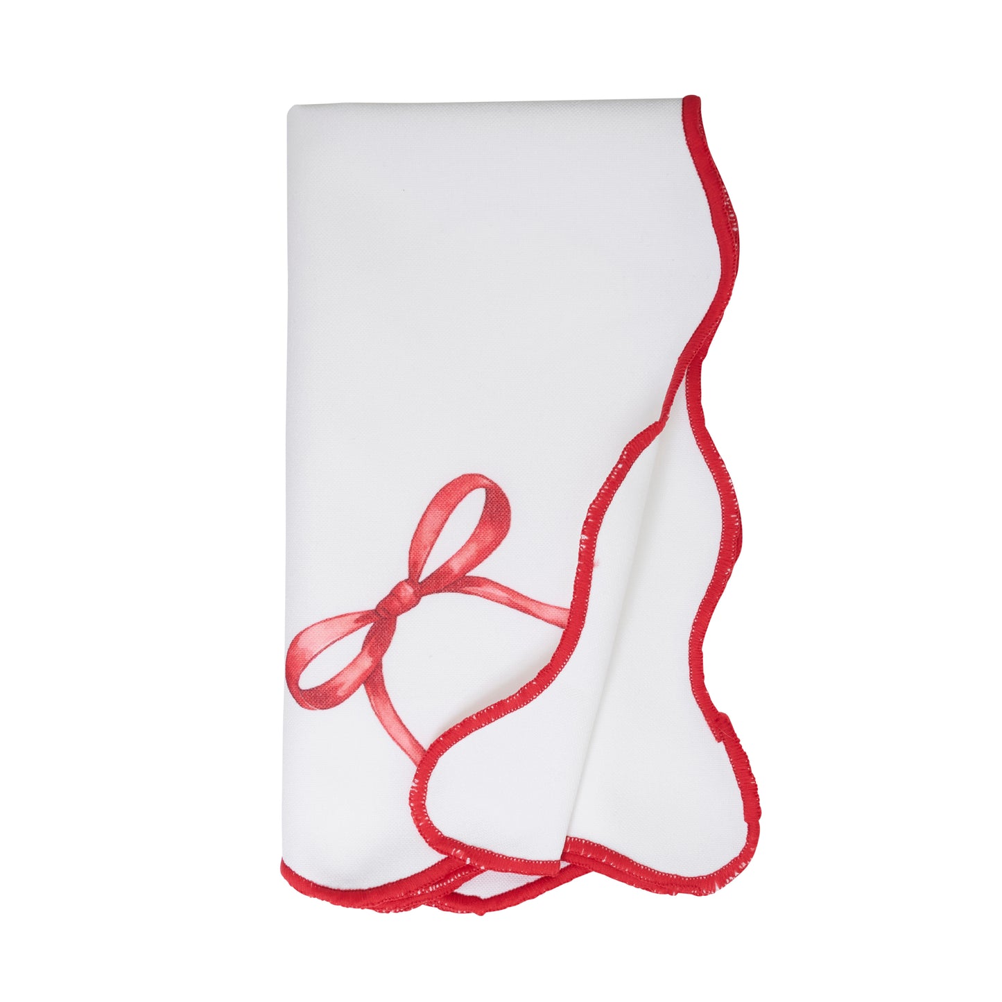 Red/White Bows Napkins 100% polyester, 20 Inch Square (4 pcs.)