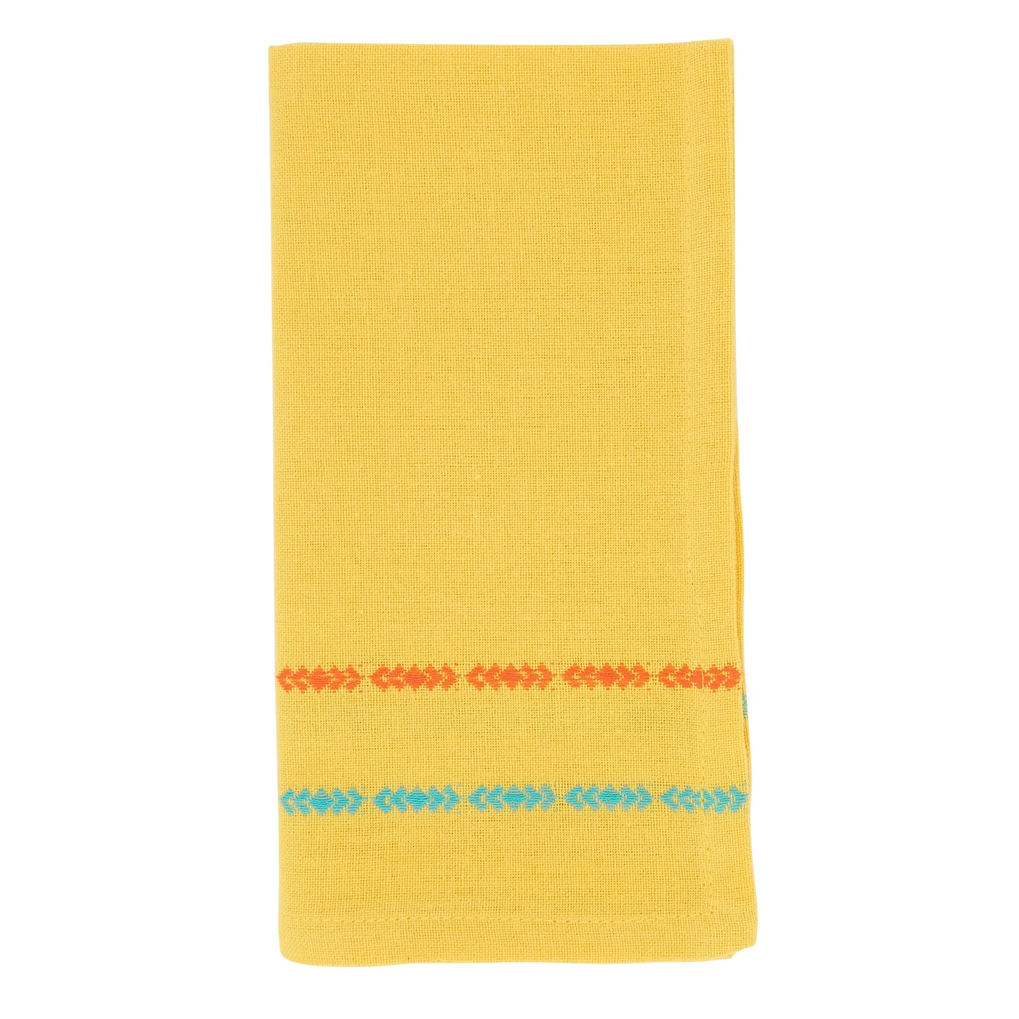 Yellow Dobby Border Napkins 100% cotton, 18 Inch Square (4 pcs.)