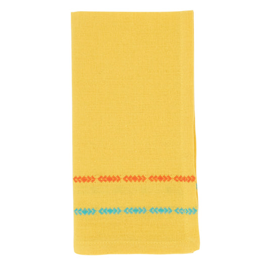 Yellow Dobby Border Napkins 100% cotton, 18 Inch Square (4 pcs.)