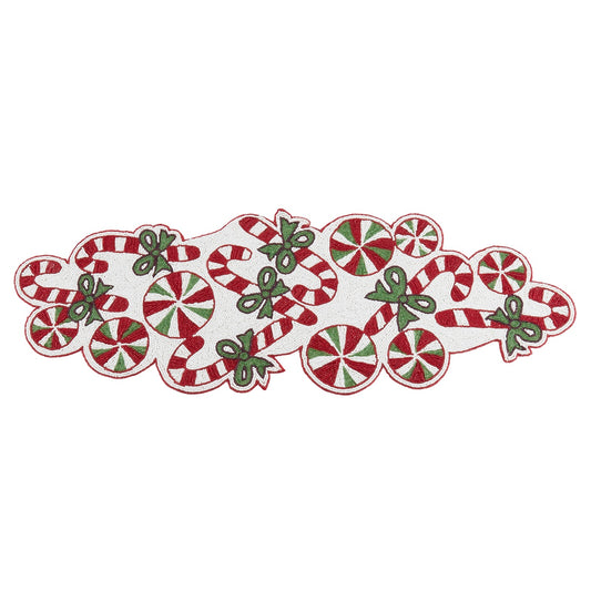 Christmas Multi Beaded Candy Cane Table Runner, glass beads