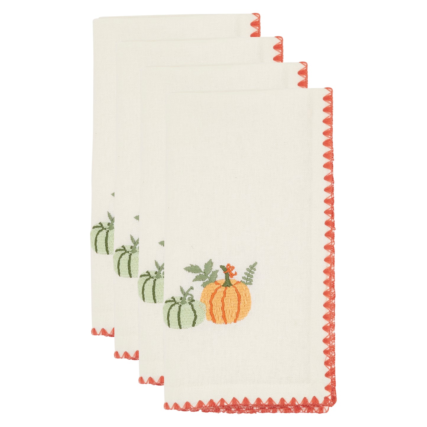 Orange Fall Pumpkins Napkins 100% cotton, 18 Inch Square (4 pcs.)