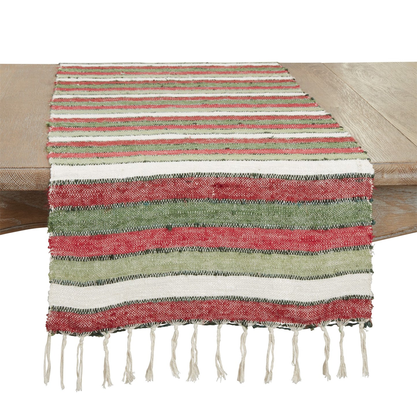 Everyday / All Season Red/Green Striped Table Runner, 100% cotton