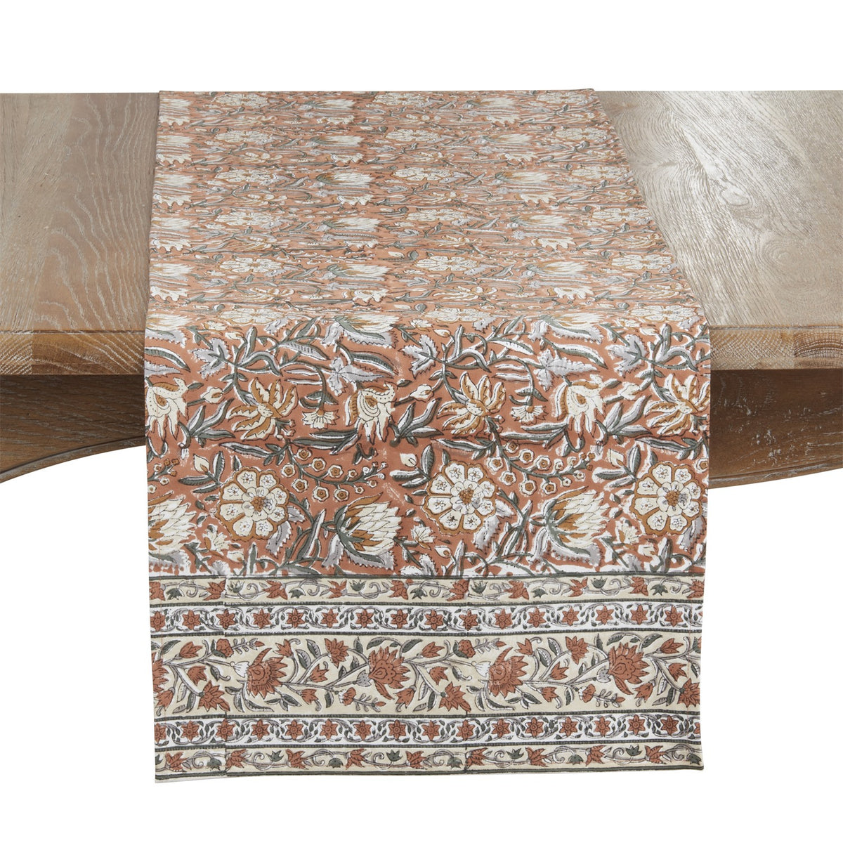 Everyday / All Season Rust Hand Block Print Table Runner, 100% cotton