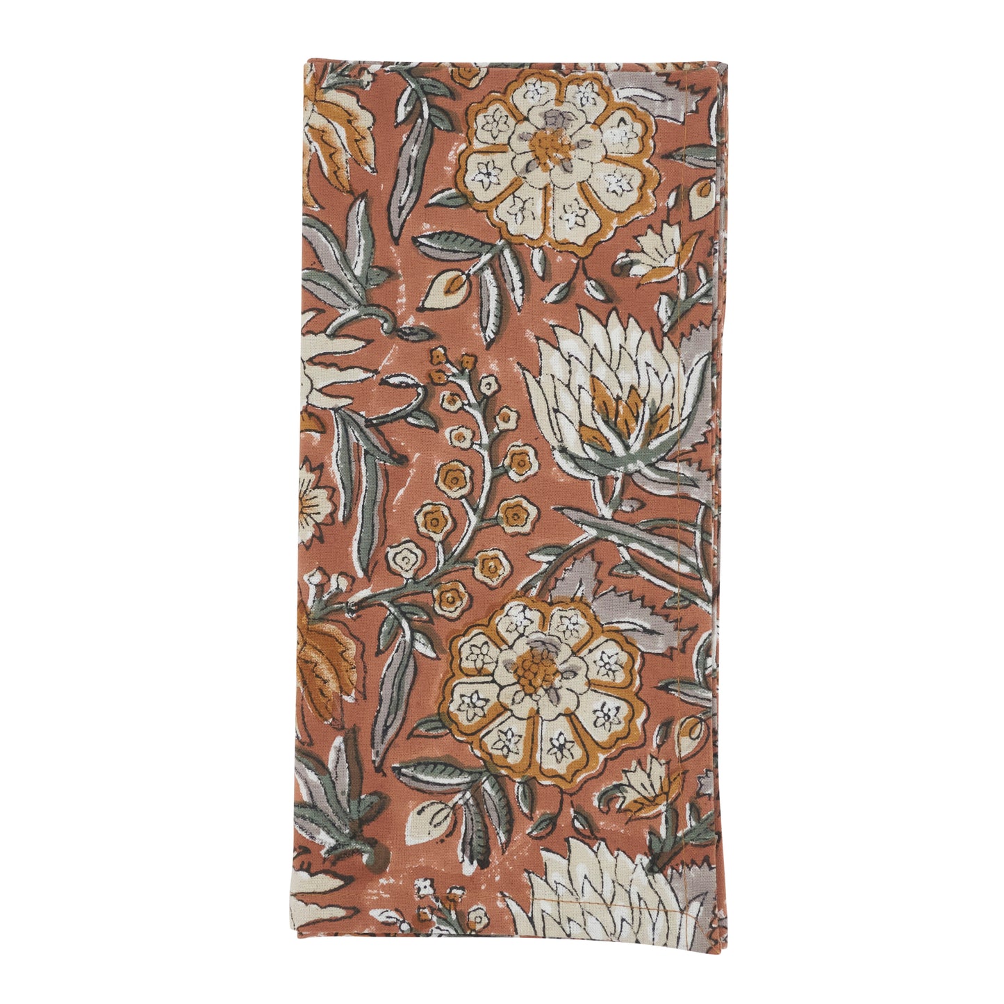 Rust Hand Block Print Napkins 100% cotton, 20 Inch Square (4 pcs.)