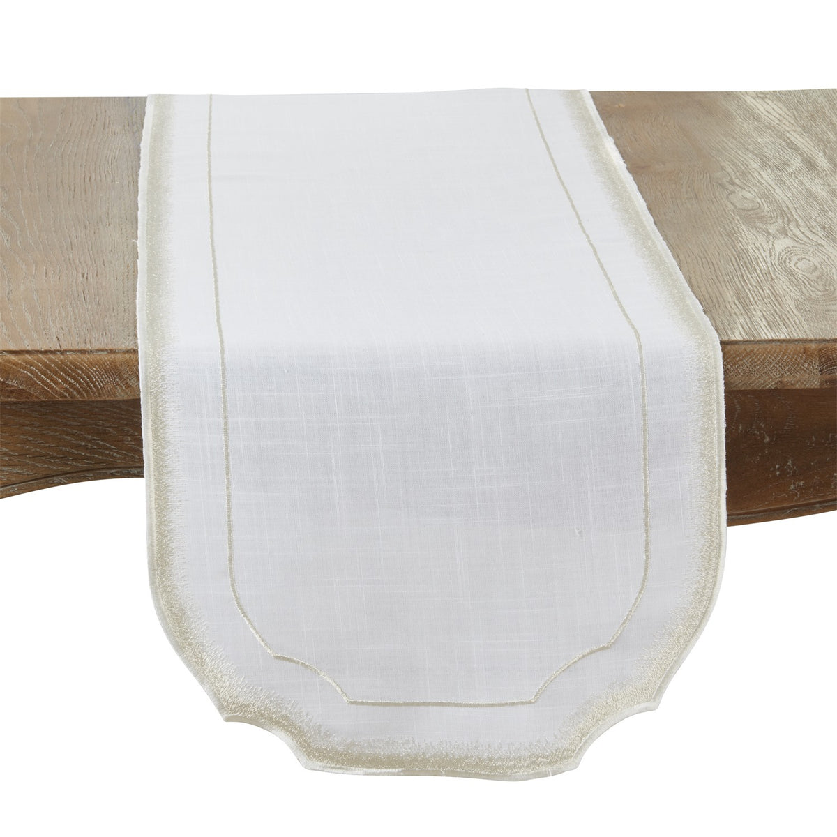 Everyday / All Season Champagne Yellow Embroidered Border Table Runner, 100% Polyester