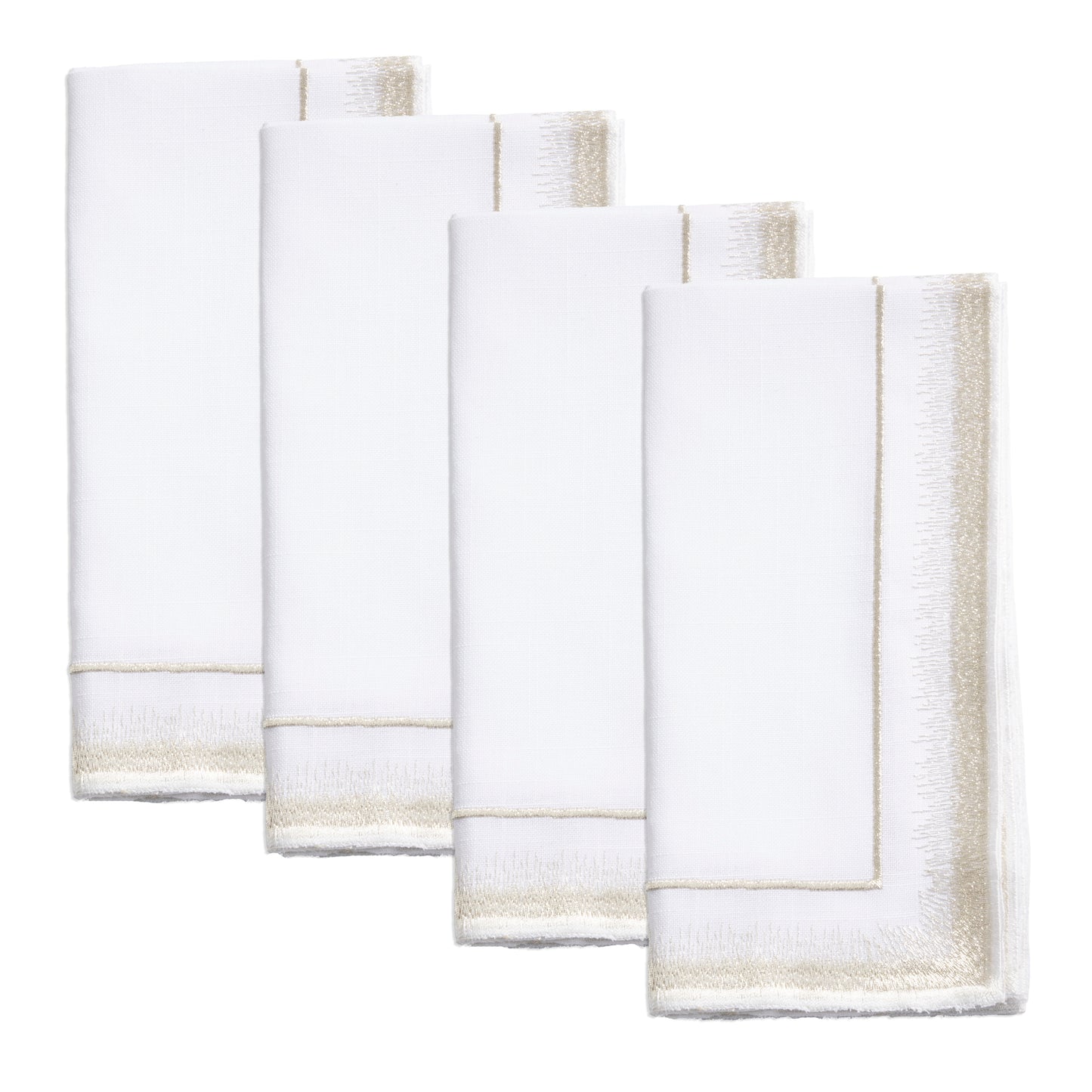 Champagne Embroidered Border Napkins 100% polyester, 18 Inch Square (4 pcs.)