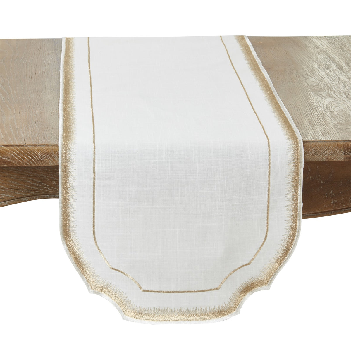 Everyday / All Season Gold Embroidered Border Table Runner, 100% Polyester