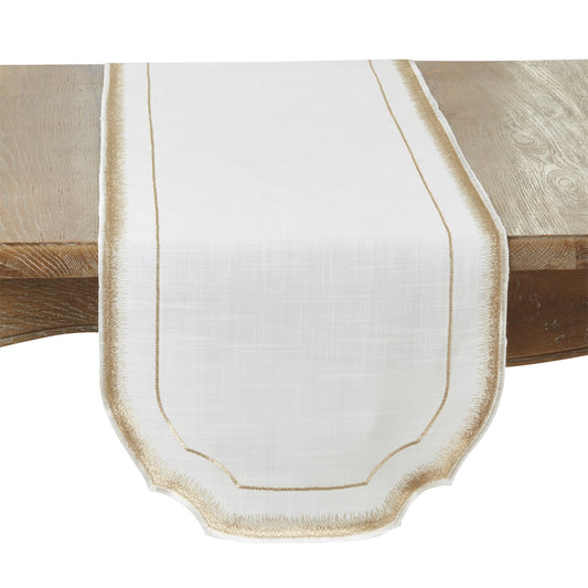 Everyday / All Season Gold Embroidered Border Table Runner, 100% Polyester