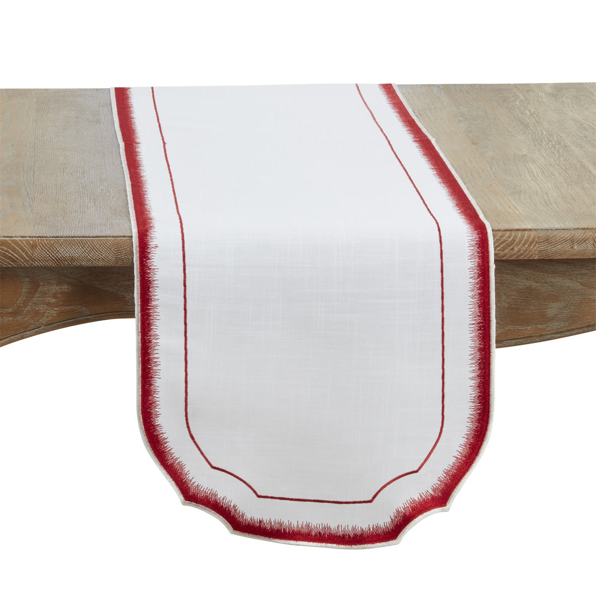 Everyday / All Season Red Embroidered Border Table Runner, 100% Polyester