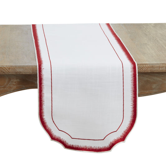 Everyday / All Season Red Embroidered Border Table Runner, 100% Polyester