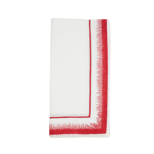 Red Embroidered Border Napkins 100% polyester, 18 Inch Square (4 pcs.)