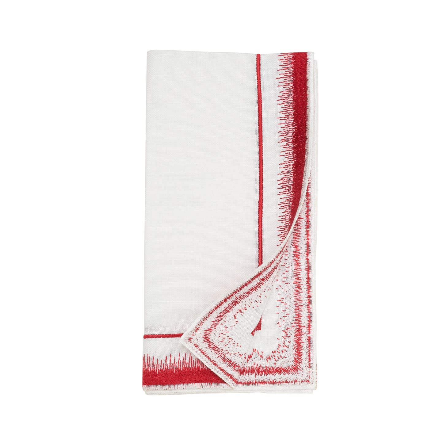 Red Embroidered Border Napkins 100% polyester, 18 Inch Square (4 pcs.)