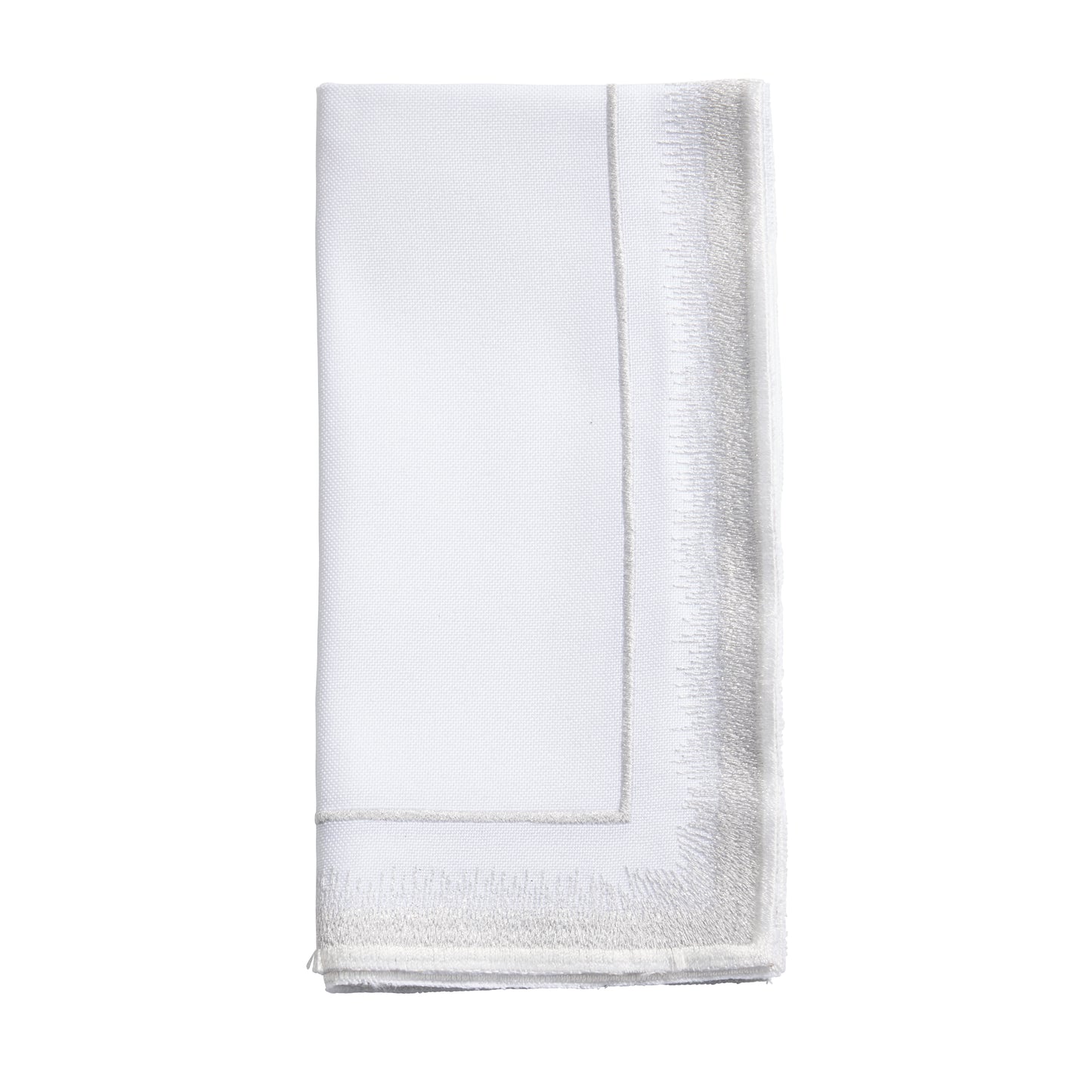 Silver Embroidered Border Napkins 100% polyester, 18 Inch Square (4 pcs.)